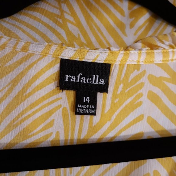 Rafaella Sleeveless Blouse Women's 14 EUC Ruffles Shirt Yellow/White Tank Top - Picture 4 of 7
